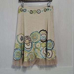 Basil & maude heavily beaded party midi skirt